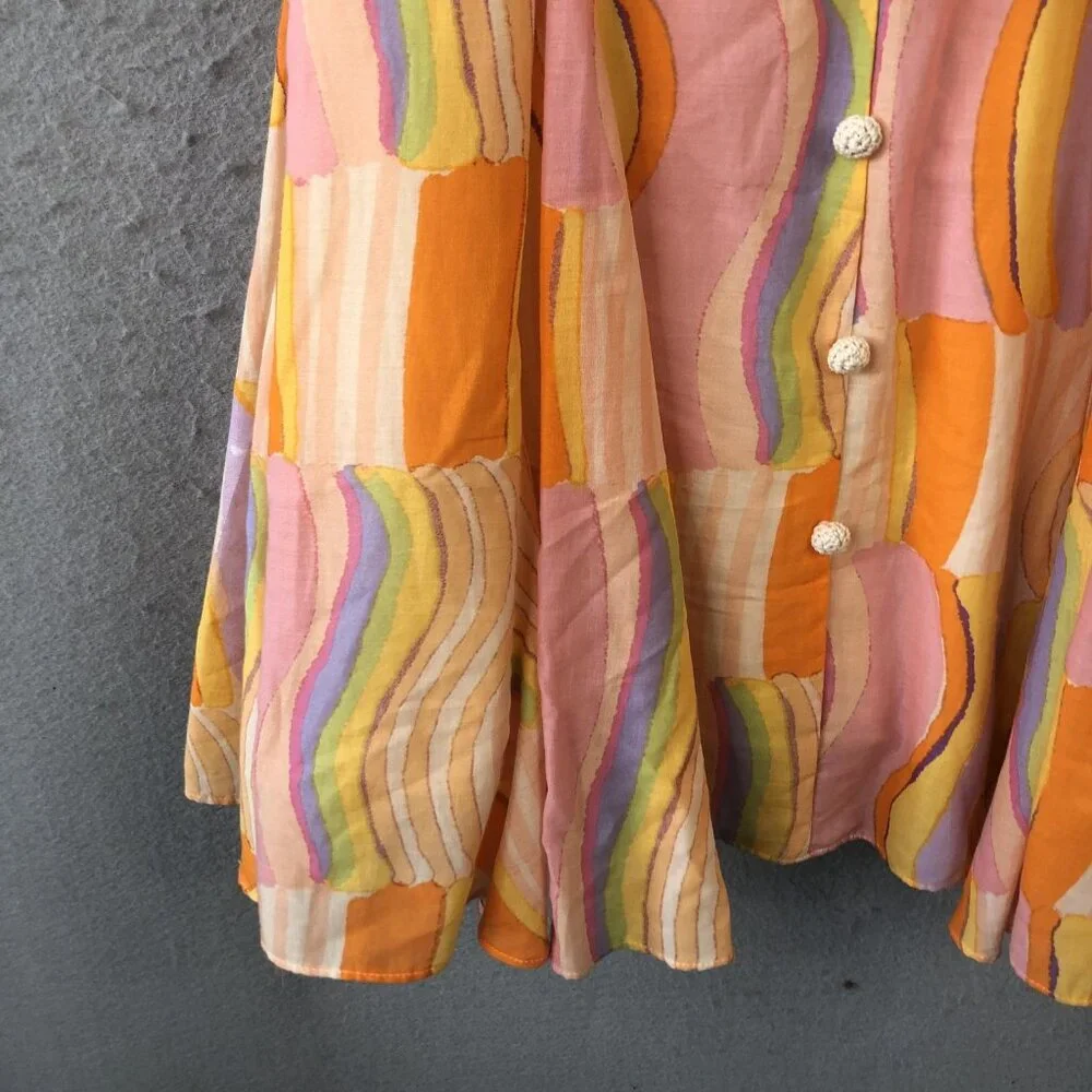 Fate Dress Womens Small Halter Neck Button Front Retro Boho Abstract Mod NEW - Picture 13 of 16
